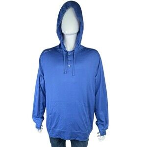 RLX Ralph Lauren Mens X-Large Shirt Henley Hoodie Pullover Golf Athletic Blue